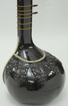 HIREN ROY Black double gourd Sitar - Approximately 35 years old